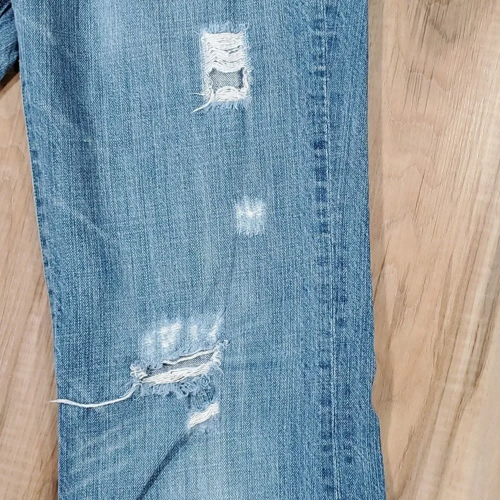 💜Vintage Iris Blue Distressed Boot Cut Jeans Size 9/30